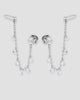Brinco ear line piercing fake prateado com zircônia e corrente 7 cm banho de ródio — semijoia feminina ear stacking Papoula