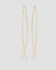 Brinco ear thread fio minimalista dourado semijoia banhado a ouro com corrente veneziana 6 cm cada lado — acessório feminino Papoula