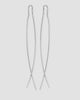 Brinco ear thread fio minimalista prateado semijoia banho de ródio com corrente veneziana 6 cm cada lado — acessório feminino Papoula