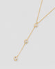 Colar Dots Y com zircônias semijoia banhado a ouro 40 cm — acessório feminino Papoula