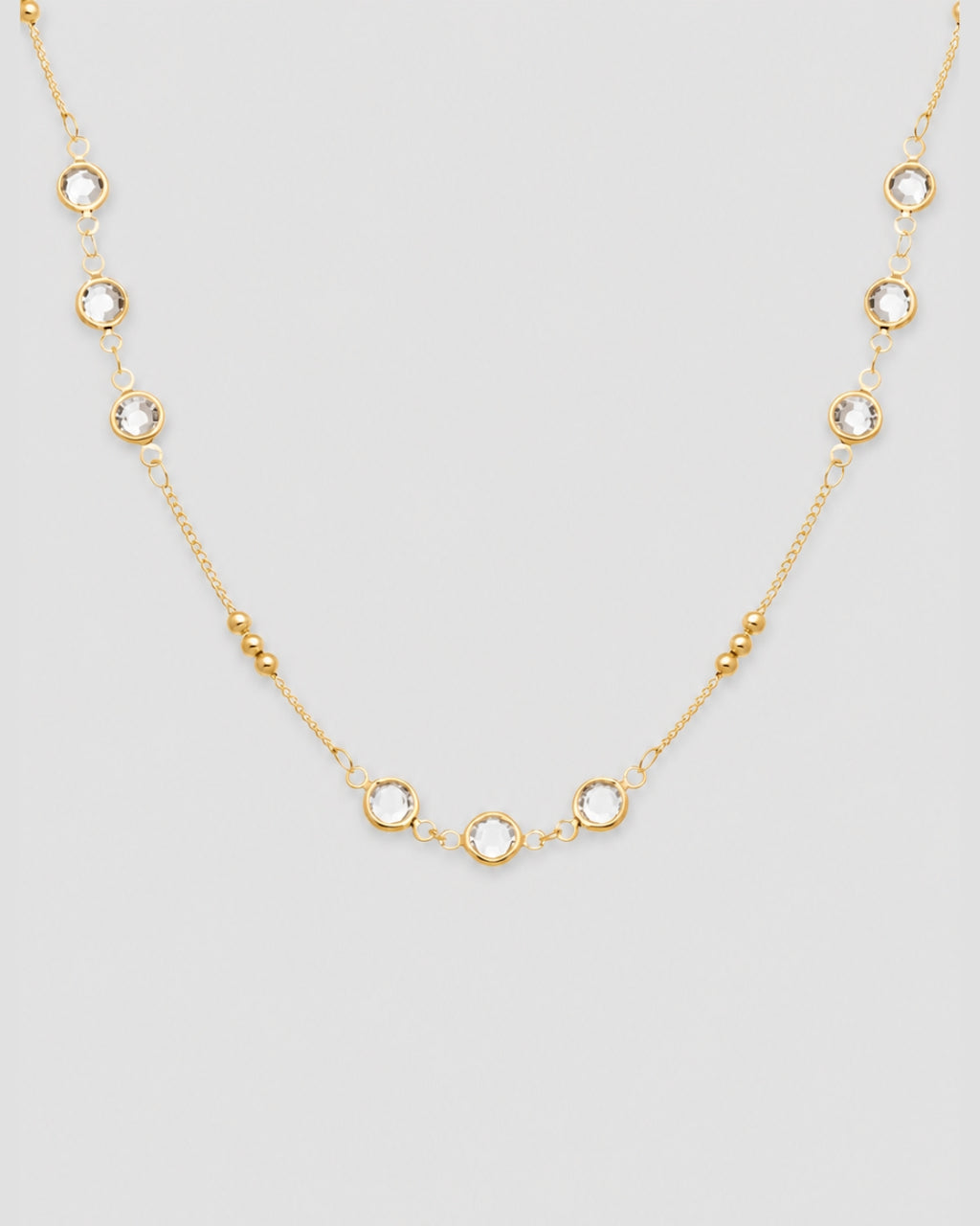 Colar longo ópera com cristais cravejados semijoia banhado a ouro 80 cm — acessório feminino Papoula