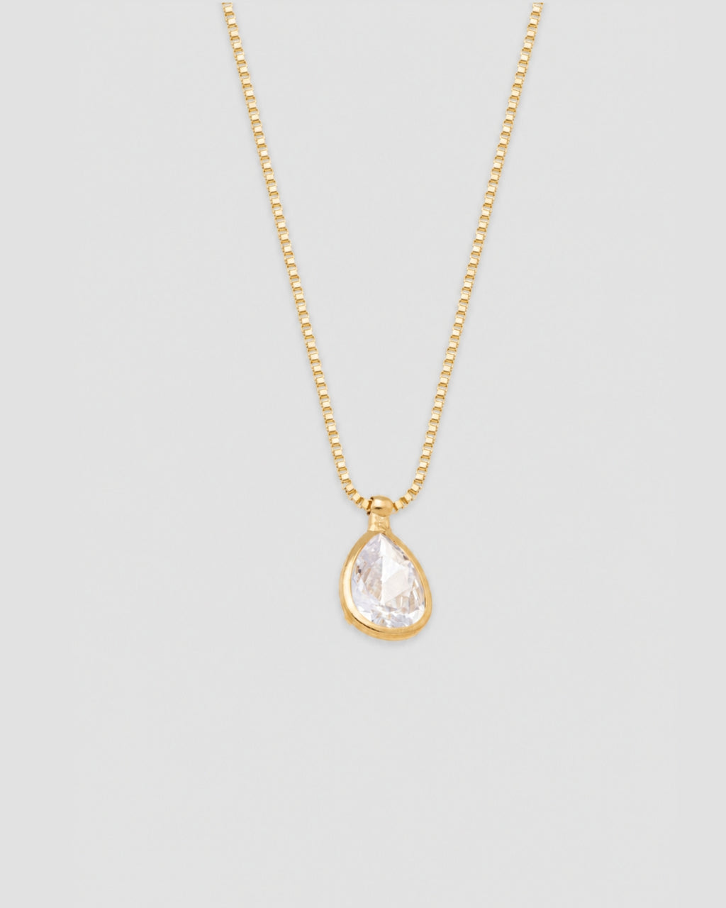 Colar pingente gota zircônia semijoia banhado a ouro 1 cm — acessório feminino Papoula