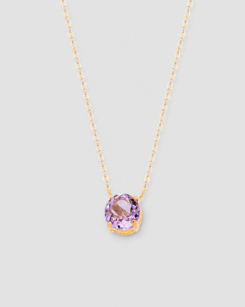 Colar ponto de luz zircônia lavanda 1 cm semijoia banhado a ouro 47 cm — acessório feminino Papoula