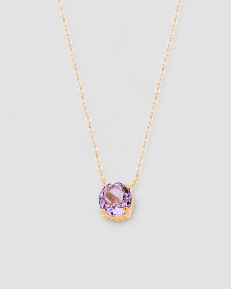 Colar ponto de luz zircônia lavanda 1 cm semijoia banhado a ouro 47 cm — acessório feminino Papoula