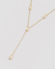 Colar Y com zircônias navete semijoia banhado a ouro 40 cm — acessório feminino Papoula