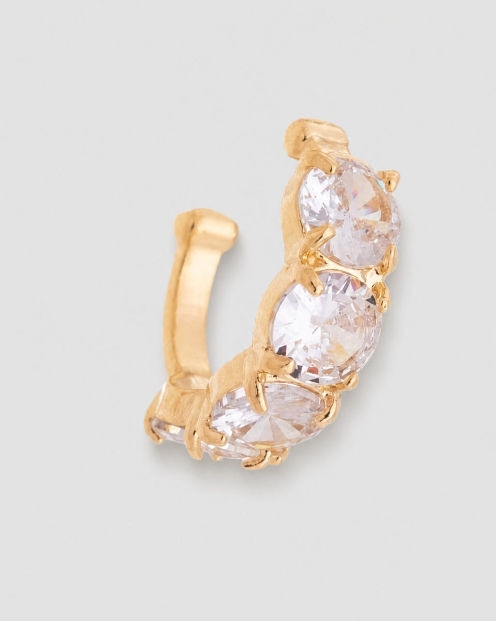 Piercing fake cravejado zircônia semijoia banhado a ouro 1,3 cm — acessório feminino Papoula