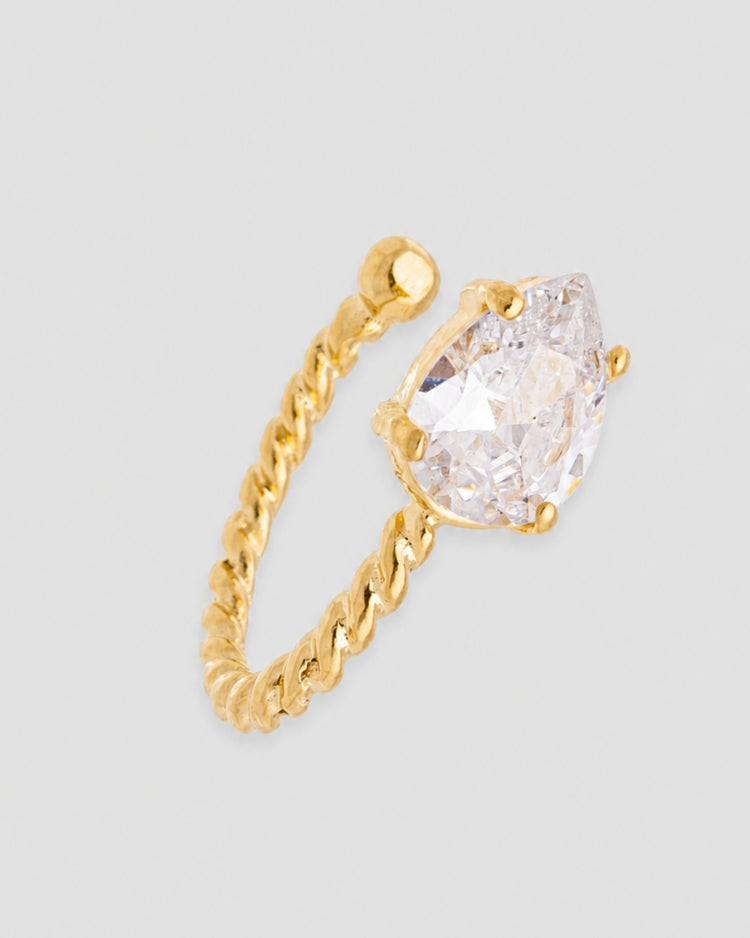 Piercing fake torcido zircônia gota semijoia banhado a ouro 0,6 cm — acessório feminino Papoula