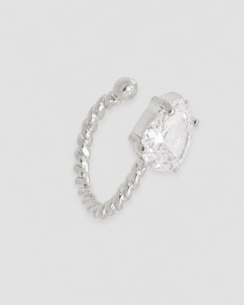 Piercing fake torcido zircônia gota semijoia prateada 0,6 cm — acessório feminino Papoula