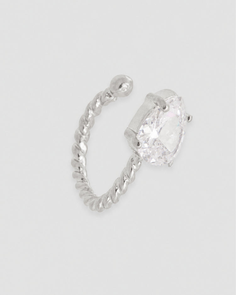 Piercing fake torcido zircônia gota semijoia prateada 0,6 cm — acessório feminino Papoula